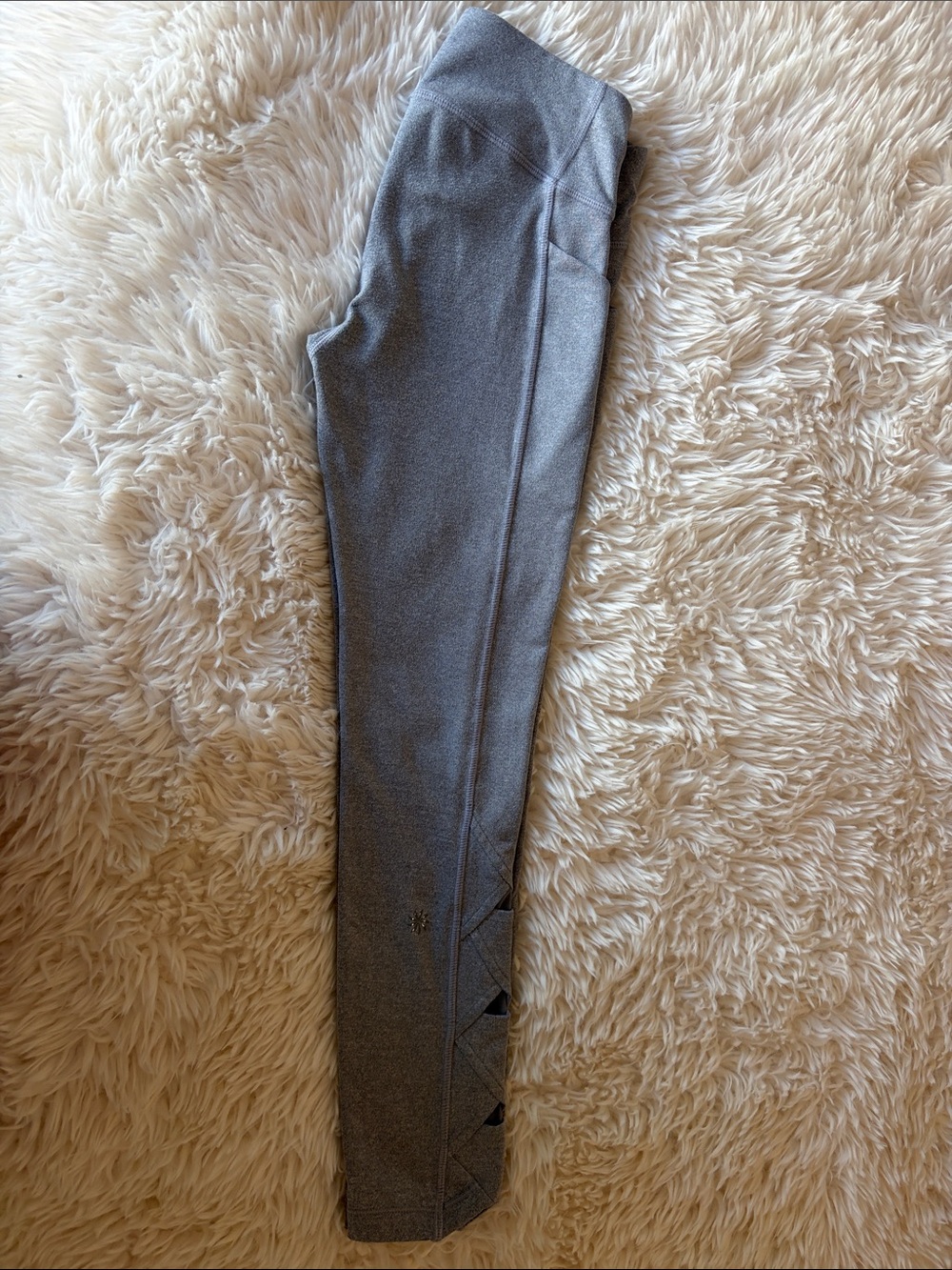 Athleta Girls Gray Leggings with Side Triangle Cutouts